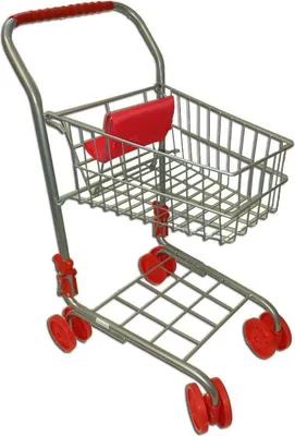 Immagine prodotto di Carrello della spesa in metallo per bambini pieghevole argento con ruote rosse