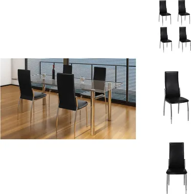 Obrázek produktu pro vidaXL Jídelní židle 4 ks černá Imitace kůže - Jídelní židle