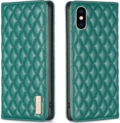 Produktbild von iPhone XS Max Hülle, Elegant Bookstyle Flip Leder Kartenfächer Schutzhülle mit Ständer für iPhone XS Max Grün