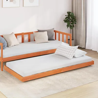 Image de vidaXL Cadre de lit brun cireux 90 x 200 cm Pin massif