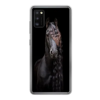 Produktbild von MuchoWow® Handyhülle Schutzhülle Hülle für Samsung Galaxy A41 Pferde - Friesisch - Mähne - Schwarz - Tiere Silikon Softcase Handy Hülle - Mobiltelefon