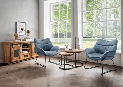 Produktbild von Wohnzimmer Set Aliano blau & Beistelltisch Fermo 2er Set