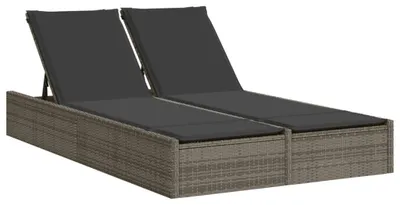 Image de Canapé double – Ensemble de salon pour deux personnes – Banc de jardin – Banc d'extérieur – Transat – Repose-tête réglable