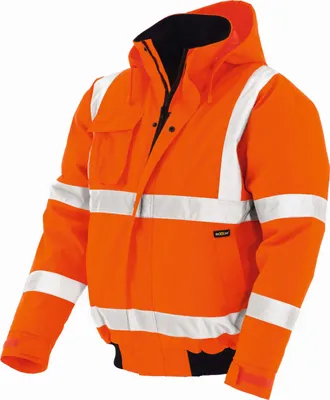 A studio shot of a high-visibility pilot jacket.