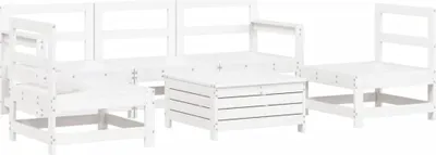 Produktbild von vidaXL 6-tlg. Garten-Sofagarnitur Weiß Massivholz Kiefer