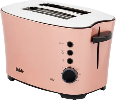 Obrázek produktu pro Toustovač Fakir Alba, 850 W, 2 plátky, Nastavitelný stupeň opečení, 7 úrovní, Nerezová ocel, Funkce rozmrazování, Růžová