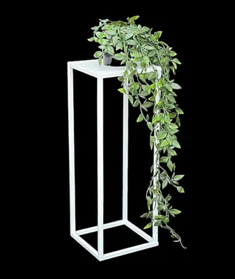 Produktbild von DanDiBo Blumenhocker Metall Weiß Eckig 50 cm Blumenständer Beistelltisch 96482 S Blumensäule Modern Pflanzenständer Pflanzenhocker