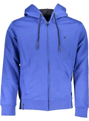 Produktbild von Blauer Oversize-Herren-Hoodie mit Reißverschluss und Stickerei