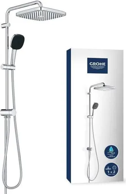 Produktbild von GROHE Vitalio Comfort 250 Duschsystem, Chrom, Wassersparend, 25cm Kopfbrause, Manuell Umsteller, Inklusive Armatur