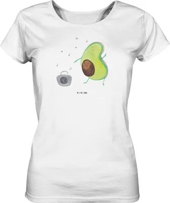 Produktbild von Mr. & Mrs. Panda Baumwoll T-Shirt Damen Avocado Tanzen Größe L - Weiß - Geschenk, Shirt Mit Spruch, Musik, Kurzarmshirt, Basic, Party, Fröhlich, Oberteil, Singen