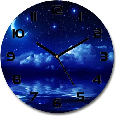 Produktbild von Wanduhr aus Glas 30fi Glasbild Glasuhr Gehärtetes Glas - schwarze-zeiger - Sky at night