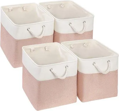 Produktbild von Plastik-Opbergschachtel - Ideal für Kleidung und Schubladen - 4 Stücke - Rosa/Weiß - 30x30x30 cm