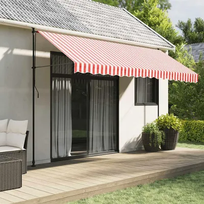 Image de Tissu de store rouge et blanc rayé 4x3,5 m