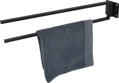 Image de LOFT42 Porte-serviettes fixe en métal noir - 8,5 x 7 x 48