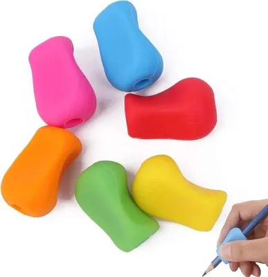 Produktbild von Set aus 10 Schreibhilfen für Kinder mit ergonomischem silikonischem Pendel (links- und rechtshändig)
