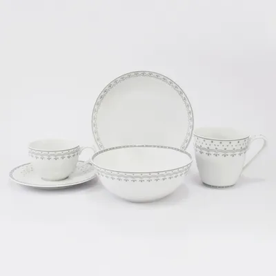 Produktbild von Leander Frühstücksset, Tschechisches Porzellan, HyggeLine, grau, Leander, 5 d.