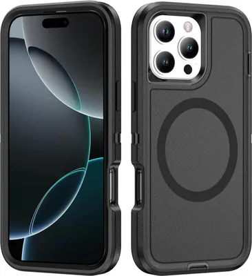 Produktbild von Mobigear Rugged Mag iPhone 16 Pro Max MagSafe Hülle Hardcase Backcover Stoßfest - Schwarz