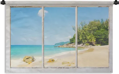 Produktbild von MuchoWow® Wandteppich Wandbehang Aussicht - Strand - Meer 60x40 cm Tapisserie Dekoration Wandtuch - Wanddekorationen
