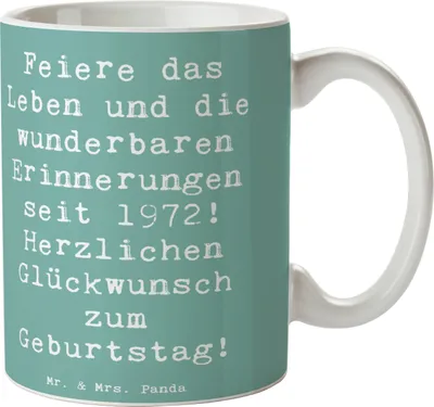 Produktbild von Mr. & Mrs. Panda haferl Spruch 1972 Geburtstag - Meeresbrise - Geschenk, Geburtstagsgeschenk, Kaffeebecher, Happy Birthday, Alter, Kaffeetasse, Erinnerungen, wunderbare