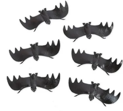 Produktbild von 6 Stück Deko Fledermäuse Schwarz 12 cm x 4,5 cm Horror Halloween Karneval Party