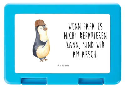 Produktbild von Mr. & Mrs. Panda Bento Box Wenn Papa es nicht reparieren kann, sind wir am Arsch - Weiß - Geschenk, Brotzeitbox, Snackbox, Lunchbox, Pinguin, Vorbild, Frischhaltedose