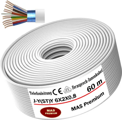 Produktbild von 60m  J-Y(ST) Y 6X2X0,8 Telefonleitung Klingelleitung Fernmeldeleitung