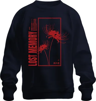 Immagine prodotto di LOST MEMORY Spinnenlilie Higanbana Lycoris Japanisch Gothic Unisex Felpa Pullover, Navy, M
