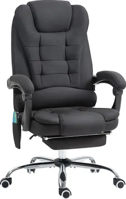 Produktbild von Bürostuhl mit Massagefunktion, Ergonomischer Schreibtischstuhl mit Liege- & Wärmefunktion, höhenverstellbar, Schwarz