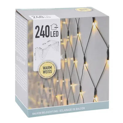 Image de éclairage de balcon 2,1 m caoutchouc blanc/jaune 240 pièces