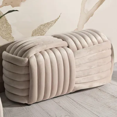 Obrázek produktu pro Proplétaná lavice z růžového sametu 90x45x45 cm