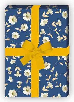 Produktbild von Wunderhübsches Blumen Geschenkpapier Set mit Ranken, blau - G8475, 32 x 48cm