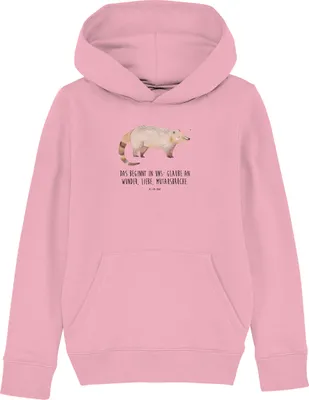 Produktbild von Mr. & Mrs. Panda Kinderpullover Nasenbär 9-11 Jahre (134/146) - Baumwolle Pink - Geschenk, Kapuzenpullover, Sweater, Pullover, Hoody, Lustige Sprüche, Sweatshirt, Hoodie