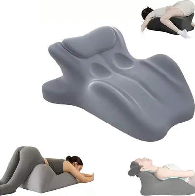 Produktbild von Kniekissen 1 Stuck, Ergonomisch 27 Grad, Wellenformig Design, Grau, Für Seitenschläfer, Paarkissen, Yoga Und Meditation