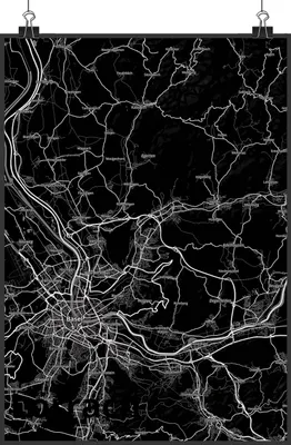 Produktbild von Mr. & Mrs. Panda Bild Lörrach DIN A4 - Geschenk, Wandbild, drucke, kunstdruck poster, Stadt Dorf Karte Landkarte Map Stadtplan, Wanddekoration, wanddeko