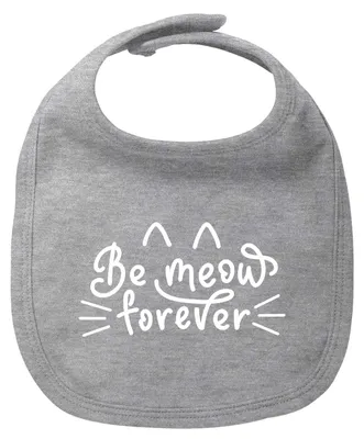 Produktbild von Huuraa Baby Lätzchen Be meow forever Katze Heather Grey Klettverschluss  Baumwolle Latz Geschenkidee