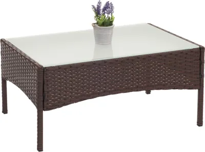 Produktbild von Poly-Rattan Garden Table Halden, Boční stolek se skleněnou deskou  hnědá skvrnitá