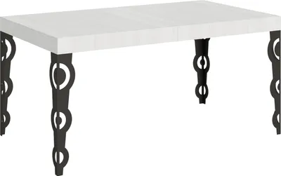 Zdjęcie produktu dla Stół rozkładany Karamay 90x160/420 cm, biały, jesion, rama antracytowa