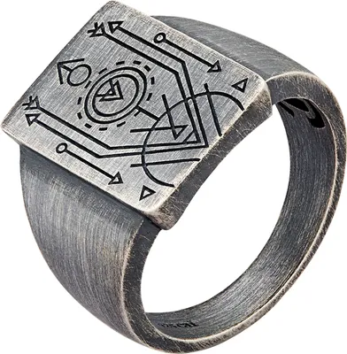Produktbild von Cai Ring 925 Silber Siegelring matt oxidiert Tattoo Motiv 41185190215774