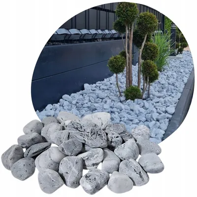 Produktbild von Silberner Pflasterstein, dekorativer Stein für den Garten, grauer Stein 1–3 cm, 1 kg, Natur
