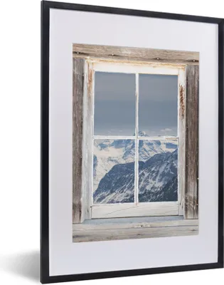 Produktbild von MuchoWow® Gerahmtes Poster Durchschaubar - Holz - Berge 30x40 cm - Poster mit Schwarzem Bilderrahmen Wandposter Rahmen Foto Bilder - Wandposter Schlafzimmer