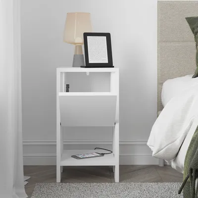 Produktbild von DECORTIE Ema Modern Nachttisch  Schlafzimmermöbel  Weiß 30 x 30 x 54.8 cm
