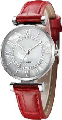 Produktbild von Moderne Ursula Armbanduhr für Damen - Rot mit KrokodilKunstleder KP12375
