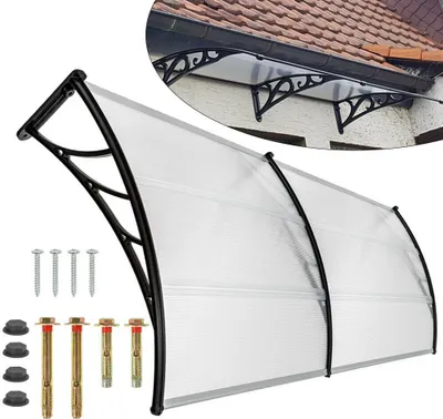 Zdjęcie produktu dla Daszek do drzwi wejściowych 150cm daszek do drzwi wejściowych daszek do drzwi wejściowych markiza do drzwi wejściowych osłona przeciwdeszczowa osłona przeciwśnieżna do sklepów, okien, ogrodów itp.