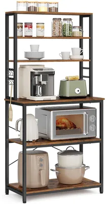 Immagine prodotto di VASAGLE, scaffale da cucina, 6 ripiani e 6 ganci, 40 x 80 x 167 cm