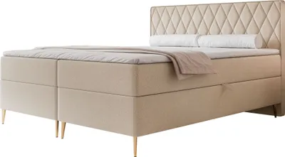 Produktbild von Selsey Caresso - Boxspringbett 160x200, Bonellmatratze, Topper, Chenille, beige