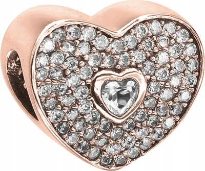 Produktbild von Charms vergoldet Herz weiße Zirkone Herzperle 925 Silber