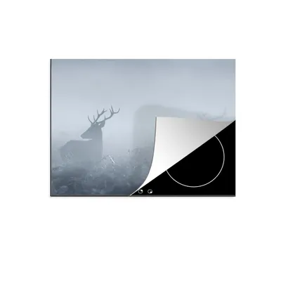 Produktbild von KitchenYeah© Herdabdeckplatte Hirsche - Nebel - Natur , 77x59cm, Küche Deko, Glaskeramikkochfeld Herdabdeckung, Abdeckplatte fùr Kochfeld