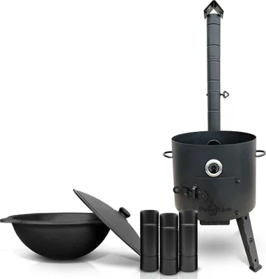 Produktbild von Gusseisen Kazan 16 L Kasan Казан mit Feuerofen Utschak Ø 44 cm. Учак Учаг Uchag