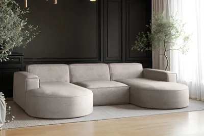 Zdjęcie produktu dla Narożnik Modena w Kształcie Litery U, Sofa Narożna Tkanina Salvador Beżowy