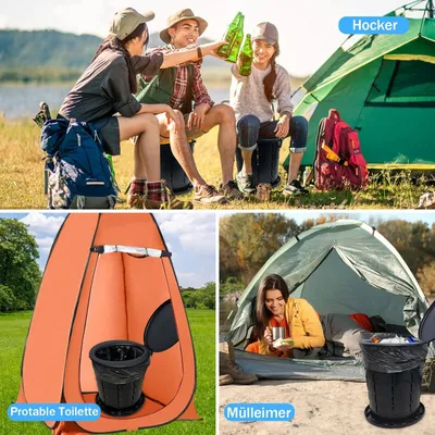 Produktbild von Zusammenklappbares und faltbares Campingtoilette für Outdoor-Aktivitäten - tragbar und multifunktional